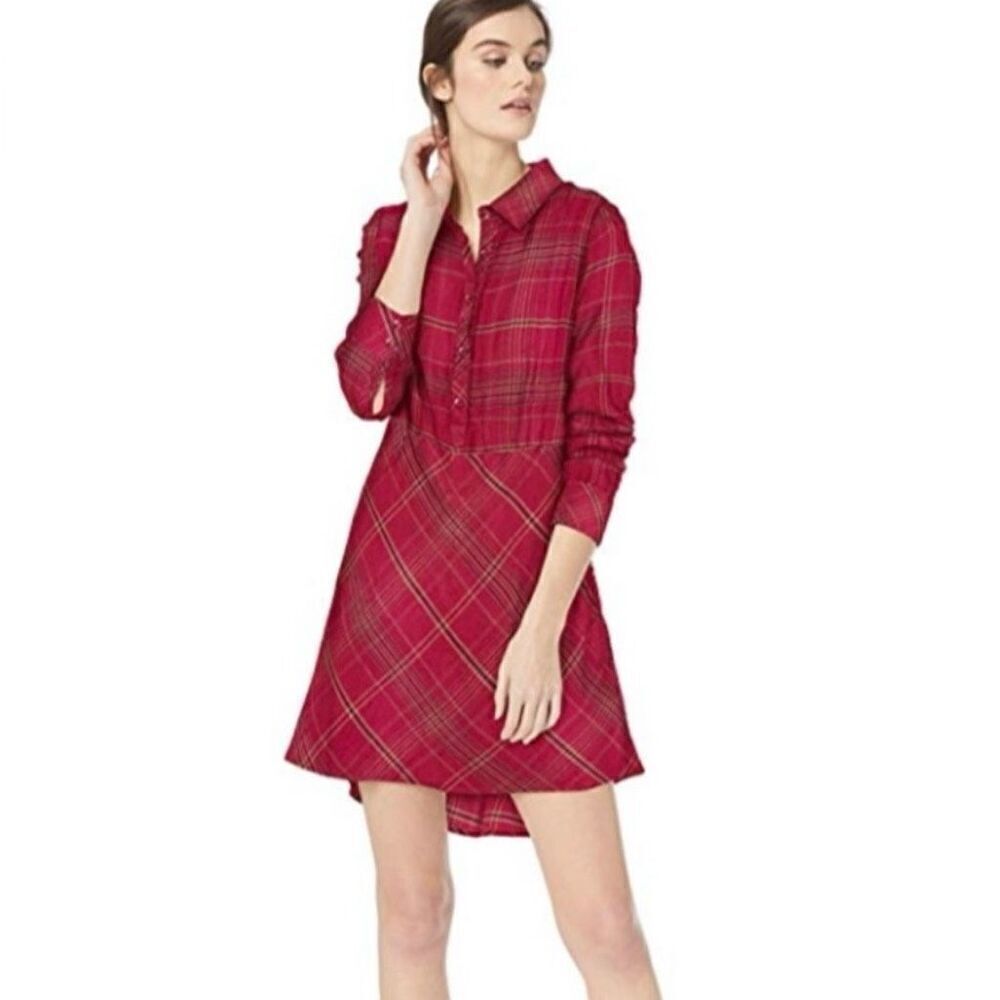 Mountain Khakis Classic Fit Scout Shirt Dress Raisin Burgundy Women Large NWT‎